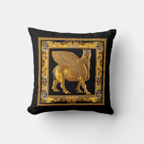 Golden Assyria Throw Pillow