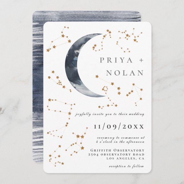 Golden Astrology Wedding Invitation (Front/Back)