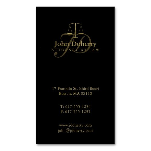 Golden Attorney at Law  Classy Scales of Justice Business Card Magnet