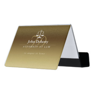 Notary Business Card Holders Zazzle Golden Attorney At Law Cly Scales Of Justice Desk Business Card Holder
