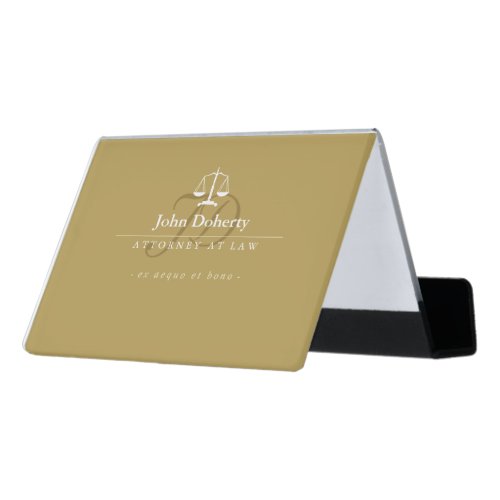 Golden Attorney at Law  Classy Scales of Justice Desk Business Card Holder