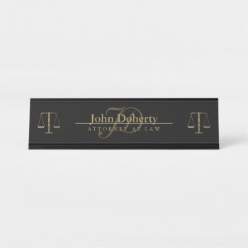 Golden Attorney At Law | Initials Desk Name Plate by wierka at Zazzle