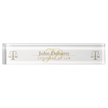 Golden Attorney At Law | Initials Desk Name Plate by wierka at Zazzle