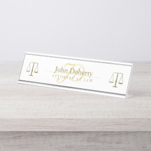 Golden ATTORNEY AT LAW Initials Door Sign