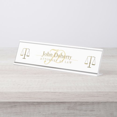 Golden ATTORNEY AT LAW  Initials Door Sign