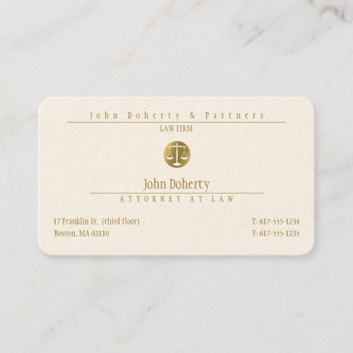 Golden Attorney at Law  Modern Law Firm Business Card