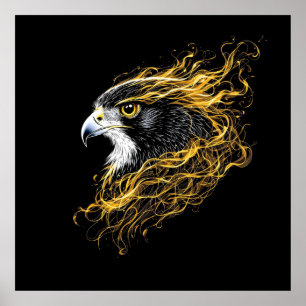Golden Aura" Falcon Majestic Wall Art