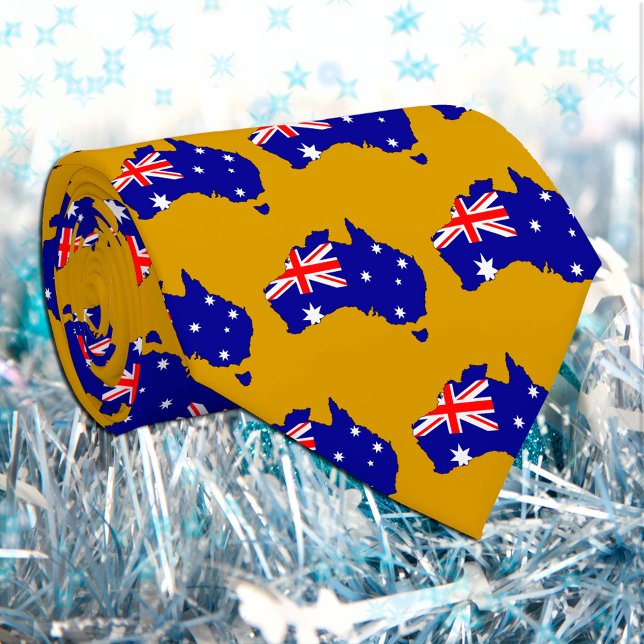 Golden Australia fashion Tie, Australian Flag Neck Tie (Creator Uploaded)