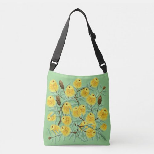 Golden Australian banksia flowers Crossbody Bag