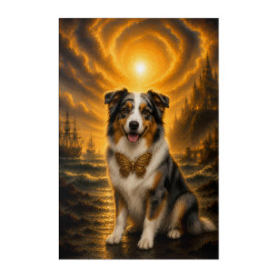 Golden Australian Shepherd Butterfly Fantasy Art P