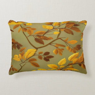 Golden Autumn: A Seamless 3D Leaf Pattern Accent Pillow