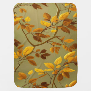 Golden Autumn: A Seamless 3D Leaf Pattern  Baby Blanket