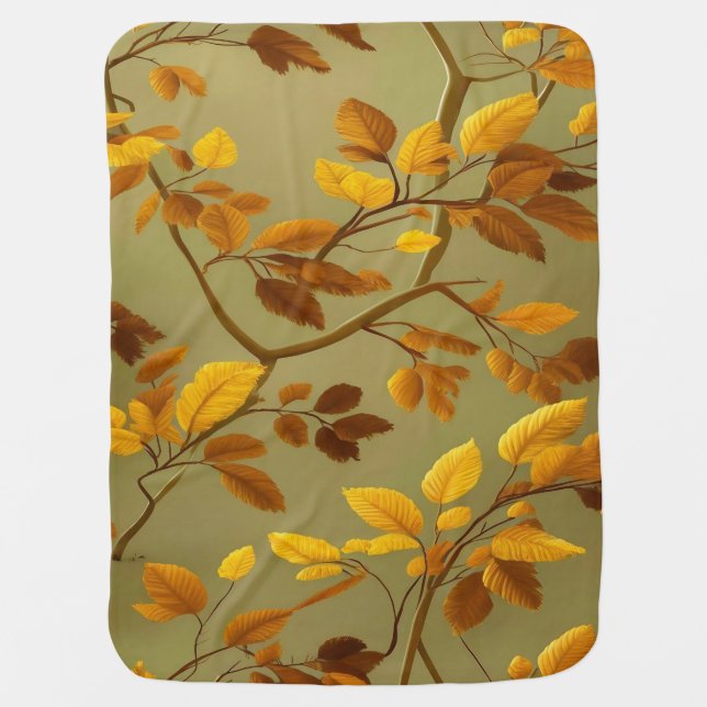 Golden Autumn: A Seamless 3D Leaf Pattern  Baby Blanket (Front)