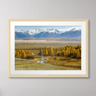 Golden Autumn – Altai Mountains Landscape Framed Art