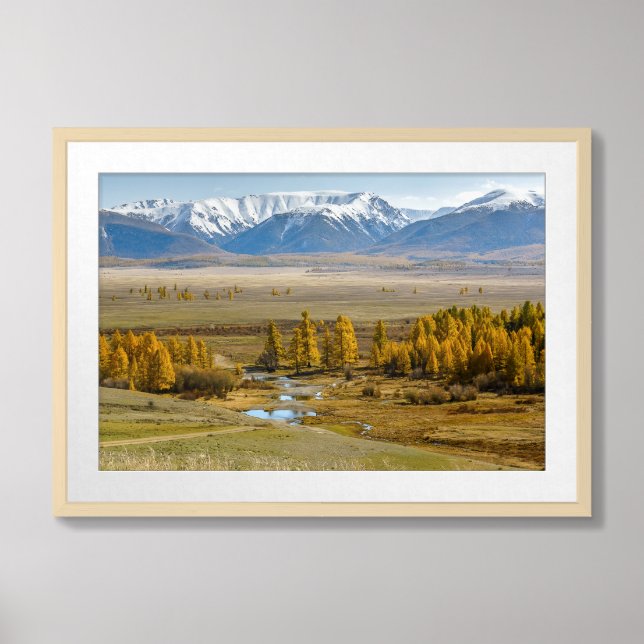 Golden Autumn – Altai Mountains Landscape  Framed Art (Framed Front)