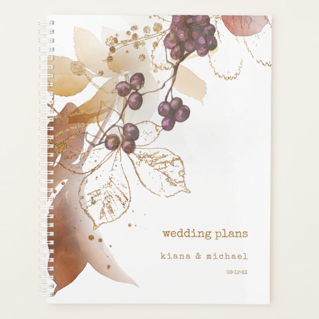 Golden Autumn Berries Wedding Plans ID655 Planner (Front)
