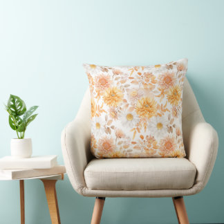 Golden Autumn Blooms Throw Pillow