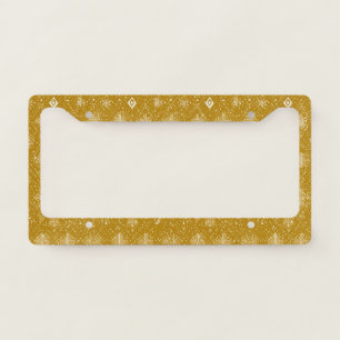 Golden Autumn Christmas Snowflake Pattern License Plate Frame