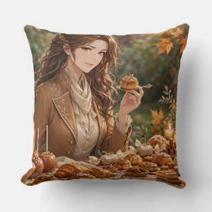 Golden Autumn Dessert Table Throw Pillow