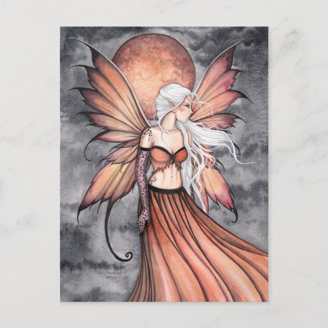 Golden Autumn Fairy Fantasy Art Postcard (Front)