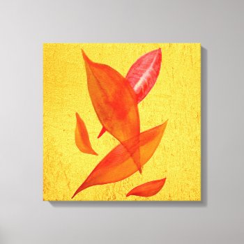 Golden Autumn Fall Leaves Modern Art Canvas Print by Juicyhues at Zazzle
