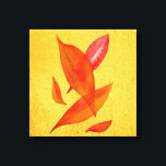 Golden Autumn Fall leaves modern art Canvas Print<br><div class="desc">Orange Autumn or Fall leaves modern art theme on gold textured background. Orange and red leaves pattern by artist Sacha Grossel. Cute watercolor illustration of a leafy pattern with an Autumnal season theme.</div>