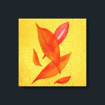 Golden Autumn Fall leaves modern art Canvas Print<br><div class="desc">Orange Autumn or Fall leaves modern art theme on gold textured background. Orange and red leaves pattern by artist Sacha Grossel. Cute watercolor illustration of a leafy pattern with an Autumnal season theme.</div>