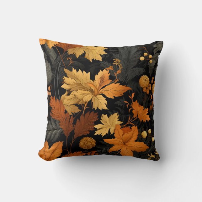 Golden Autumn Foliage Throw Pillow (Front)