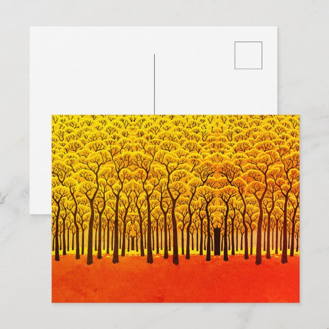 Golden Autumn Forest Postcard (Front/Back)