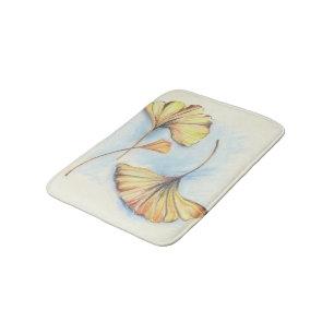 Golden Autumn Ginkgo Leaves Bathroom Mat