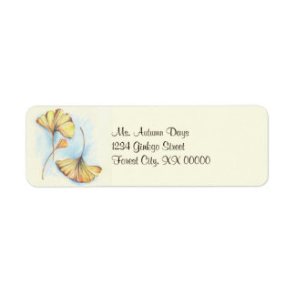 Golden Autumn Ginkgo Leaves Label