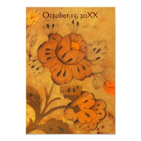 Golden Autumn Inlay Wedding RSVP Card