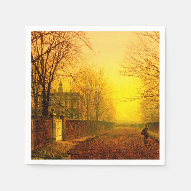 Golden Autumn John Atkinson Grimshaw Napkins (Front)