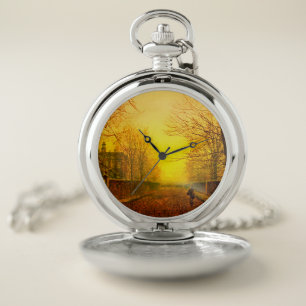 Golden Autumn John Atkinson Grimshaw Pocket Watch
