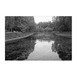 Golden Autumn Lake - Black & White Nordic Edition Acrylic Print