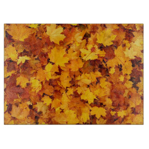 Golden Autumn Leaf Cutting Board
