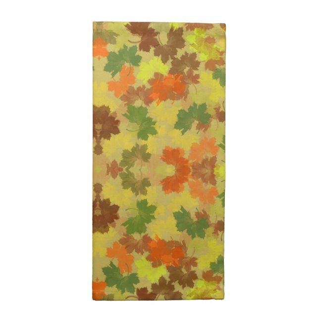 Golden Autumn Leaves Abstract Cloth Napkin (Half Fold)