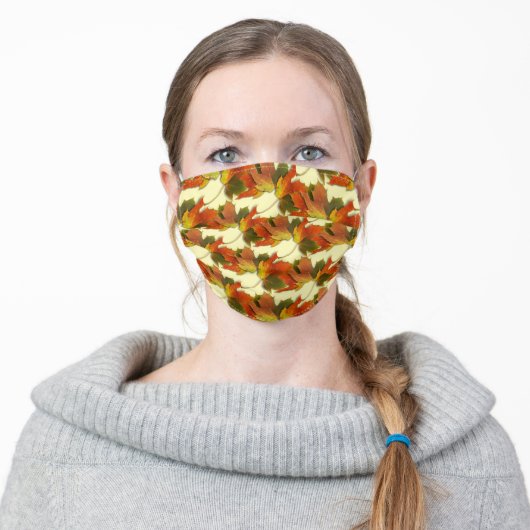 Golden Autumn Leaves Adult Cloth Face Mask (Worn)