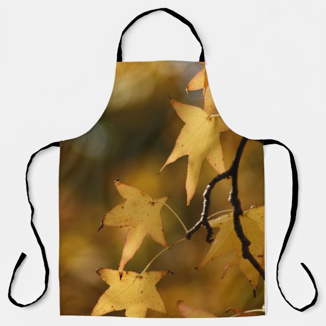 Golden Autumn Leaves Christmas Gift Apron (Front)