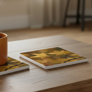 Golden Autumn Leaves Christmas Gift Trivet