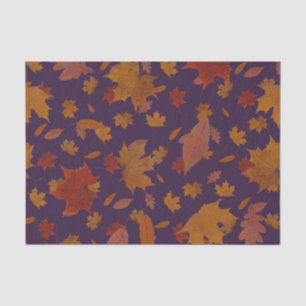 Golden Autumn Leaves on Custom Blue Color Tissue Paper