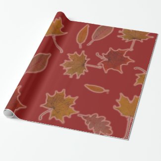 Golden Autumn Leaves on Red Custom Color