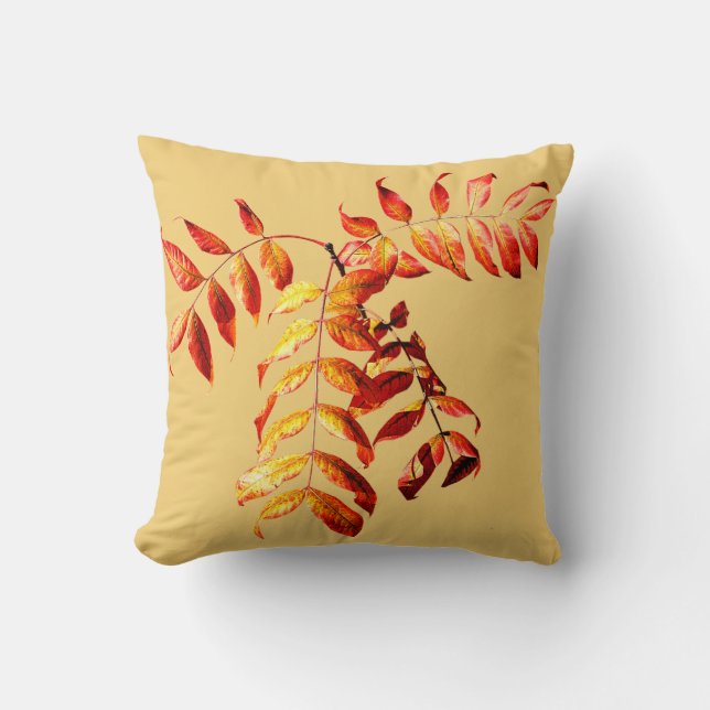 Golden Autumn Leaves Throw Pillow (Front)