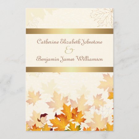 Golden Autumn Leaves Wedding Invitation
