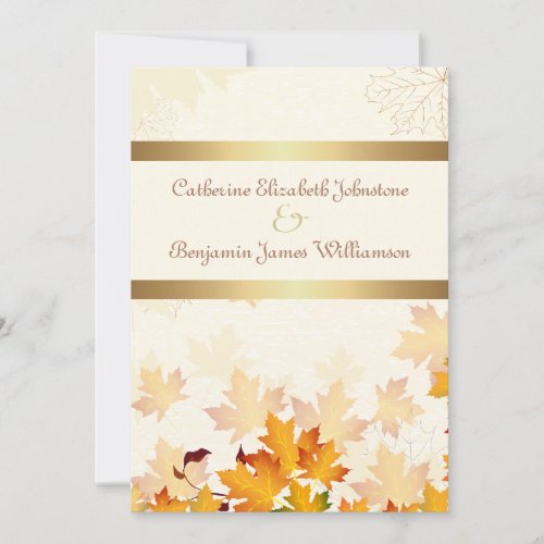 Golden Autumn Leaves Wedding Personalized Invitations