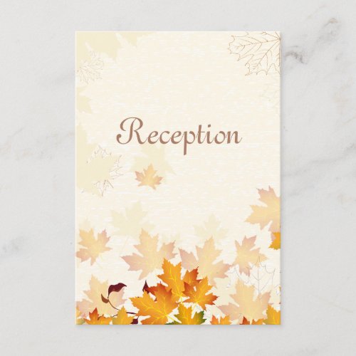 Golden Autumn Leaves Wedding Reception Card Personalized Invites