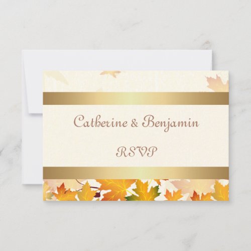 Golden Autumn Leaves Wedding RSVP