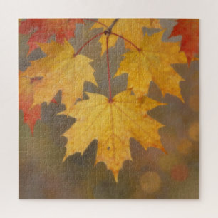 Golden Autumn Maple Leaves Jigsaw Puzzle
