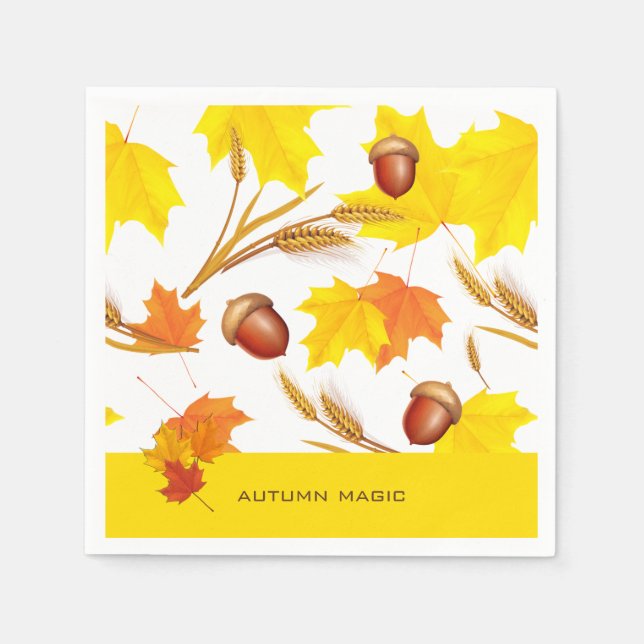 Golden Autumn Paper Napkins (Front)