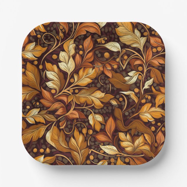 Golden Autumn Paper Plates (Front)